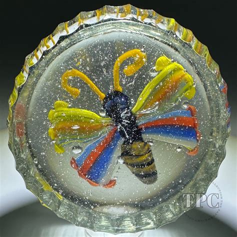 Antique Bohemiaczechoslovakia Glass Art Paperweight Colorful Flamewor