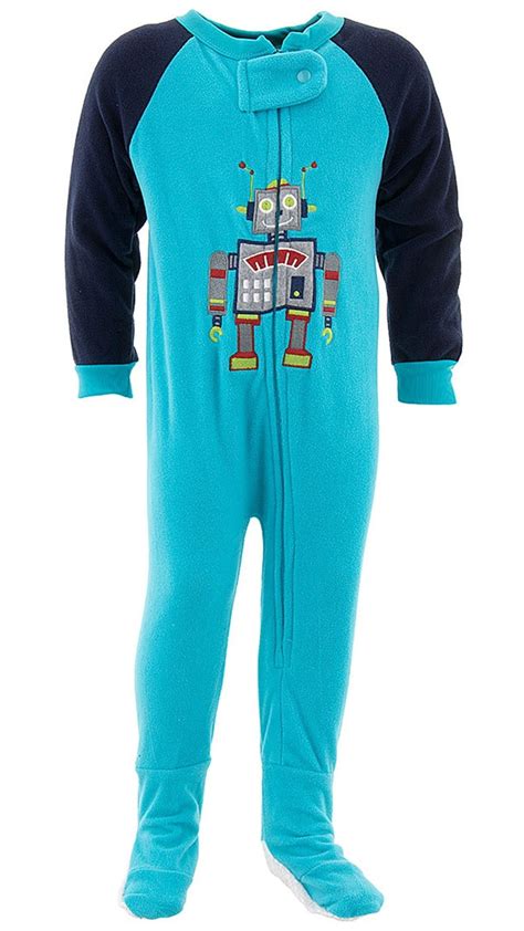 Mon Petit Robot Blue Footed Pajamas For Baby And Toddler Boys