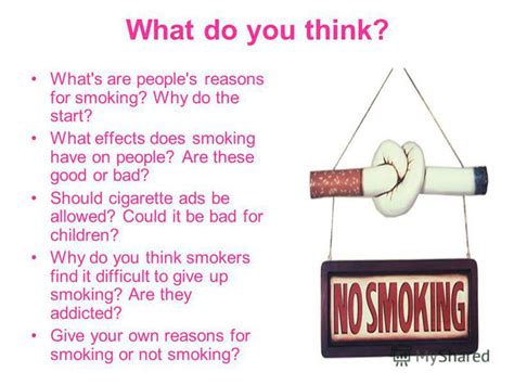Why do people start smoking? Why people should not smoke. Why should people not smoke ...