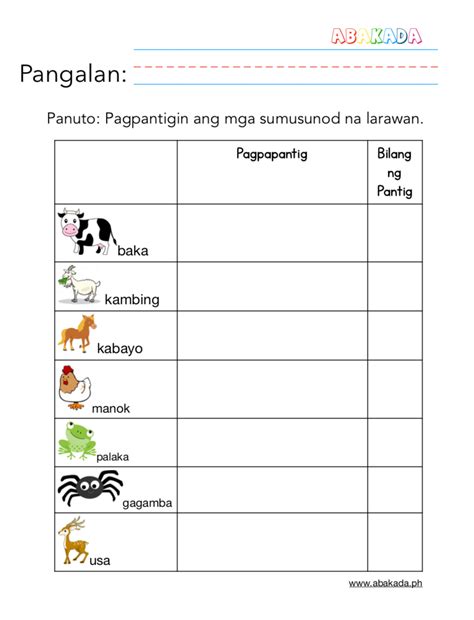 Pagpapantig Grade 1 Fasrmoves