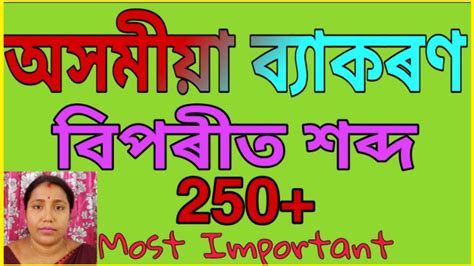 Opposite Word Assamese Grammar Youtube