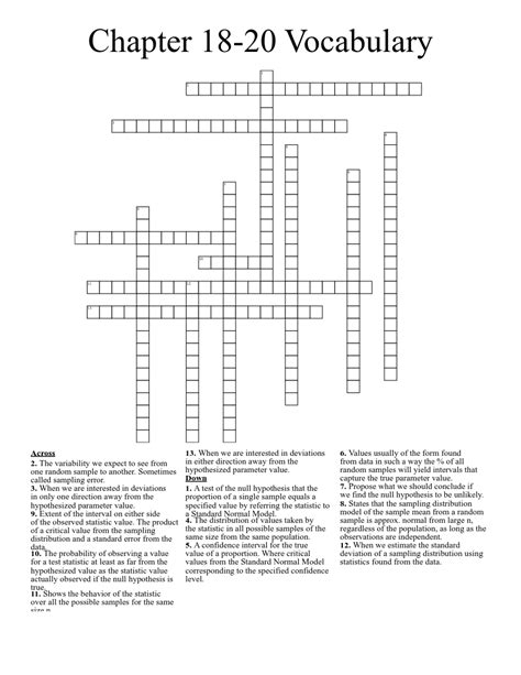 Chapter 18 20 Vocabulary Crossword Wordmint