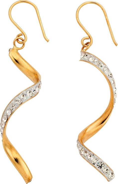Buy Revere 9ct Yellow Gold Crystal Twist Drop Earrings Womens