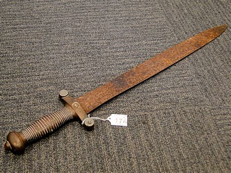 174 Antique French Hacking Sword With Heavy Brass Handle Est £30 £50