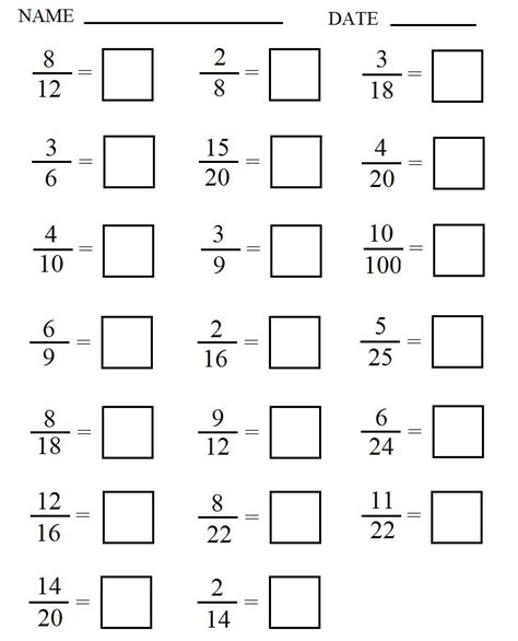 Printable Fraction Worksheets