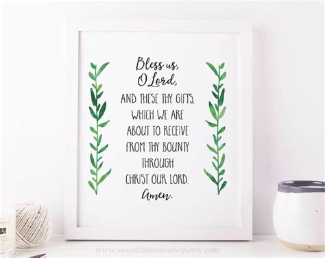 Bless Us O Lord Prayer Printable Wall Art Grace Before Meals Prayer