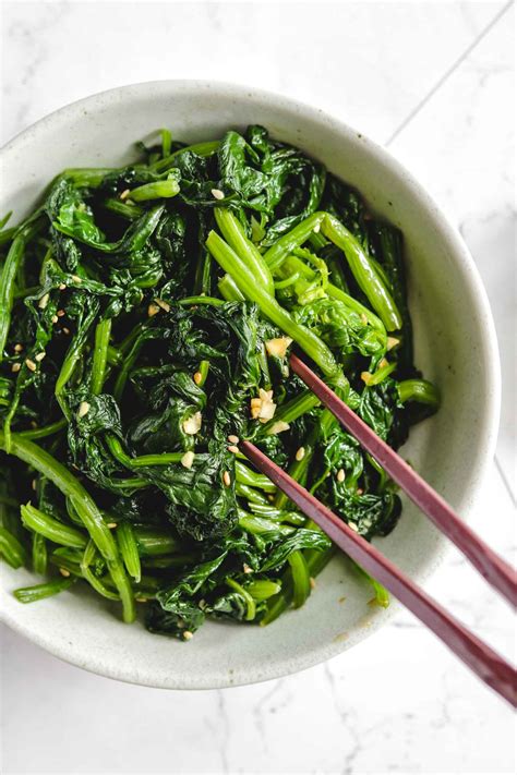 Fresh spinach is wilted in batches with lemon peel, garlic, and chicken broth. Korean Spinach Side Dish (Sigeumchi-namul) - Okonomi Kitchen