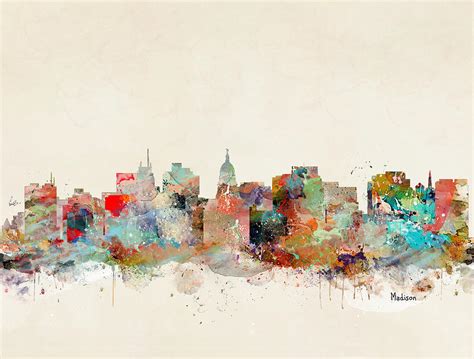 Madison City Skyline Painting By Bri Buckley Pixels