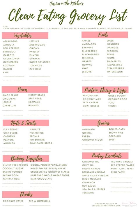 A Free Printable Clean Eating Grocery List To Make Your Supermarket And
