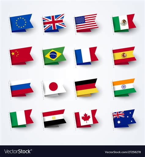 Different Flags World Set Royalty Free Vector Image