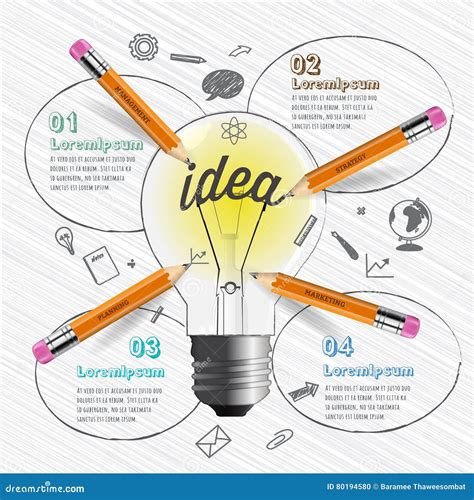 Light Bulb Idea Education And Brainstorm Concept Infographic Stock