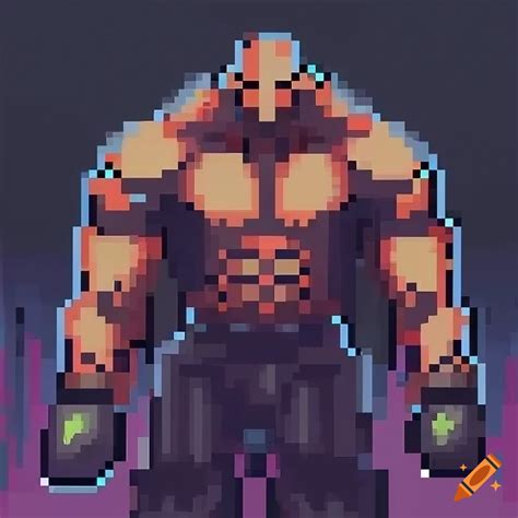 Pixel Art Of A Powerful Villain With Steel Fists On Craiyon