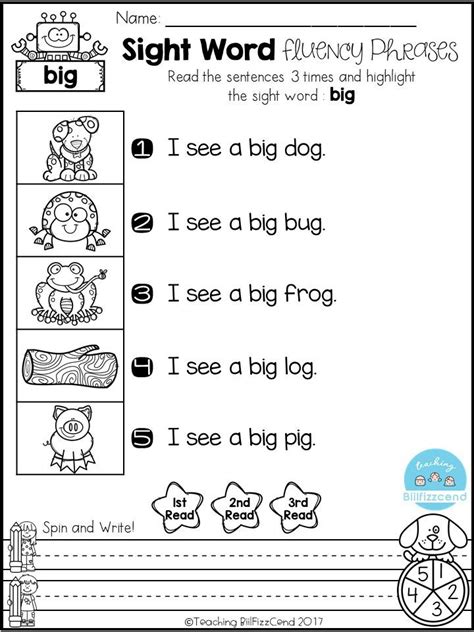 Free Sight Word Fluency Phrases Sight Word Fluency Sight Words