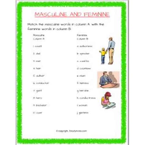 Masculine And Feminine Nouns Worksheet