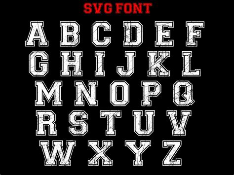 Varsity Distressed Font Letters Numbers Otf Svg Png Etsy