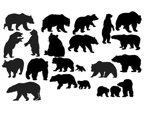 Bear Silhouette Bear Clipart Animal Clip Art Wild Animal Etsy Canada
