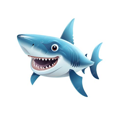 Swimming Smiling Shark Underwater Animal Cute Cartoon Png