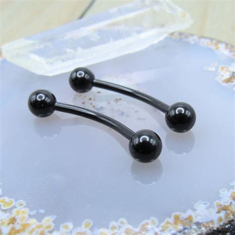 black nipple piercing jewelry set 14g curved externally threaded barbe siren body jewelry