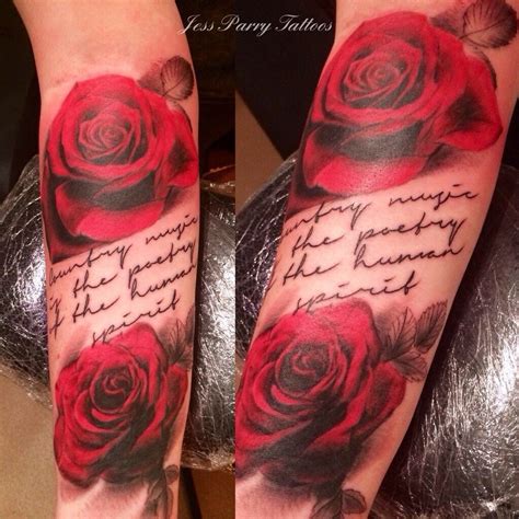 Realistic Red Roses 4 And A Half Hours And Her First Tattoo By Jess