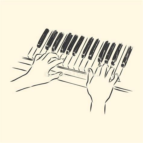 Hands Playing The Piano Vector Sketch Illustration Stock Illustration