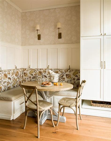 Cottage Breakfast Nook With Built In Banquette Cottage Dining Room