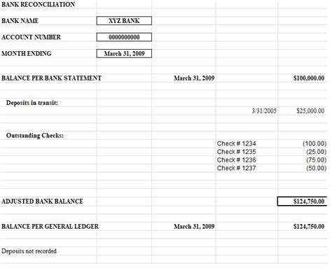 10 Bank Reconciliation Template Get Free Documents Excel PDF