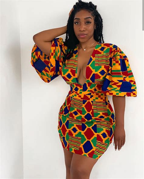 kente print is trending again thanks to the power of cleavage and low v neckline classic ghana