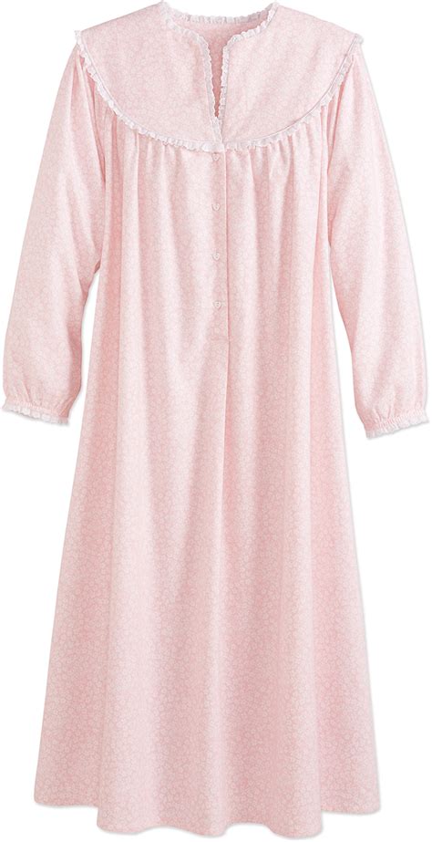 Lanz Vintage Floral Flannel Nightgown Pink Floral 1x Large