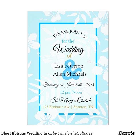 Blue Hibiscus Wedding Invitation Hibiscus Wedding Floral Wedding