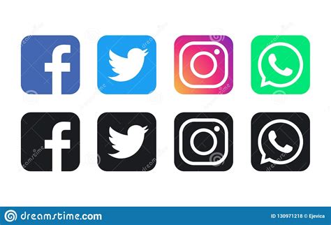 Facebook Whatsapp Twitter And Instagram Logos Editorial