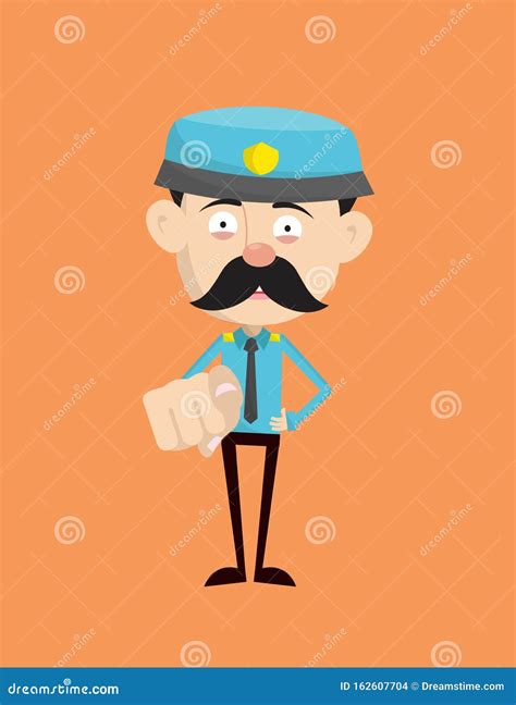 Funny Policeman Cop Laughing And Pointing Stock Vector Illustration