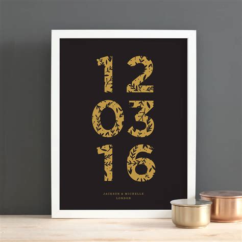 Personalised Floral Numbers Anniversary Print By Old English Company