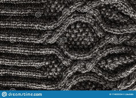 The Texture Of The Black Knit Fabric Stock Photo Image