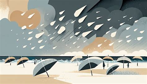 Extreme Weather A Day At The Beach Interrupted Stock Illustration Illustration Of Circle