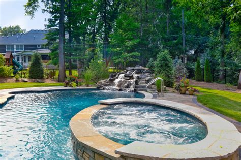 Naperville Il Freeform Swimming Pool With Raised Hot Tub Traditional