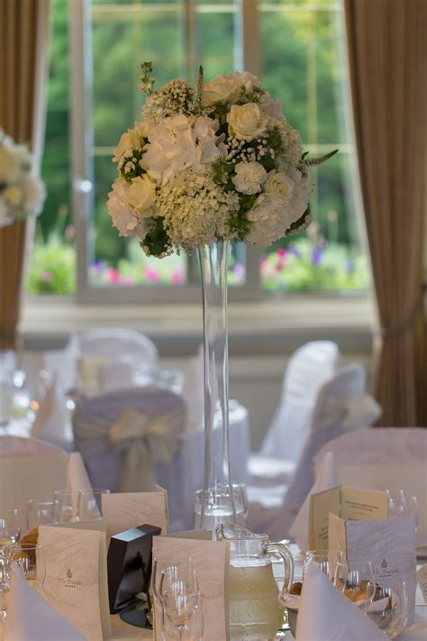 Tall Glass Vase Centerpiece With Hydrangeas Wedding Decorations Tall