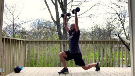 Reverse Lunge Curl To Overhead Press Youtube