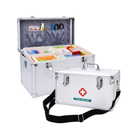 Portable Metal Emergency First Aid Kit Box With 2 Safety Locks