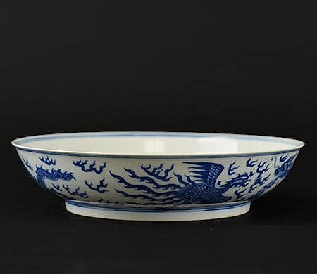 This dish a blend of two worlds. Chinese 'Dragon & Phoenix' Dish, Qianlong M & P
