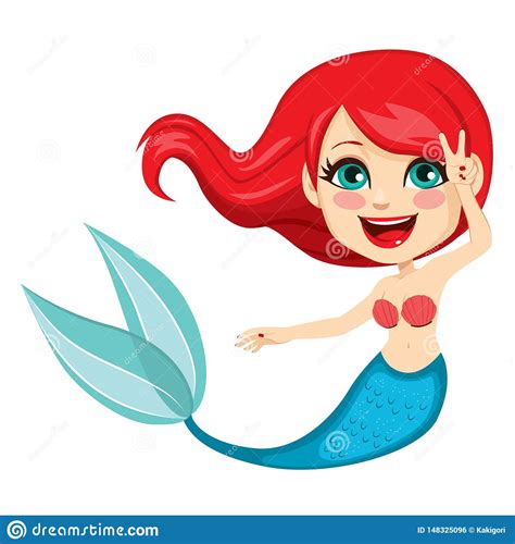 Red Hair Mermaid Cartoon Stock Vector Illustration Of Girl 148325096