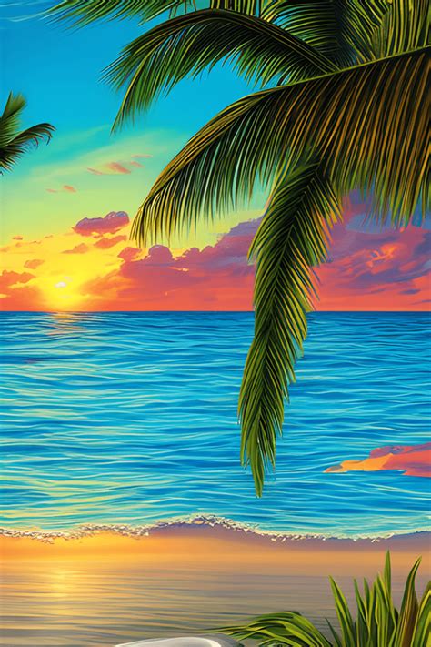 Caribbean Cruise Ship Sunset Beach Scene Graphic · Creative Fabrica