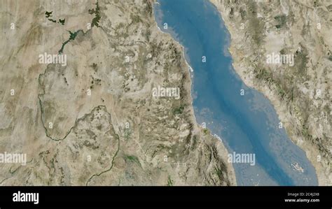 Red Sea State Of Sudan Satellite Imagery Shape Outlined Against Its