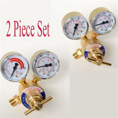 2pc set acetylene and oxygen regulators dual gauge cutting torch regulators portable size