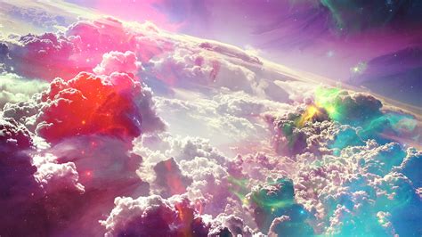 Wallpaper Sunlight Colorful Digital Art Sky Stars Clouds Space