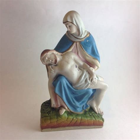 Vintage 1930 Chalkware Mary Holding Crucified Jesus La Pieta