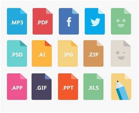 Free 15 Colorful Flat File Type Icons Psd Titanui Photoshop Design