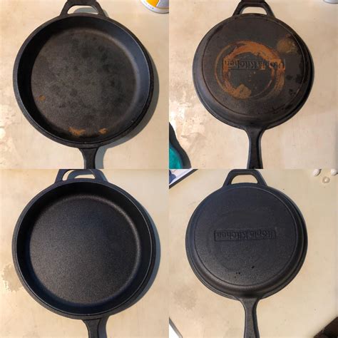 New Apartment Came With Old Cast Irons My First Seasoning Rcastiron