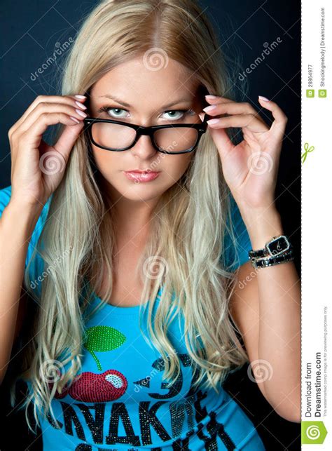 Blonde With Glasses Stock Image Image Of Beautiful Blond