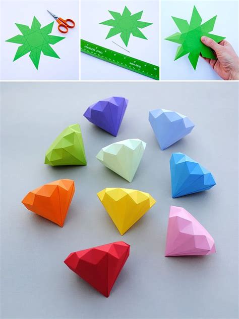 How to draw cute 3d embossed heart step by step. 3D paper diamonds | Diy origami, Paper crafts, Paper diamond