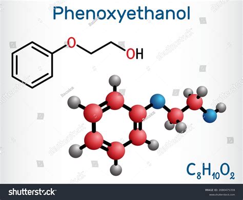 Phenoxyethanol Primary Alcohol Molecule Glycol Ether Stock Vector